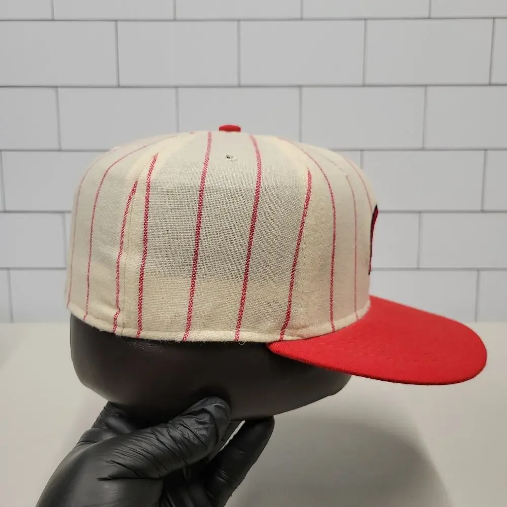Vintage Roman Pro Cincinnati Reds Pinstripe Fitted Hat 7 1/2 USA Made